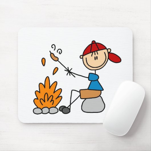Würstchen auf Lagerfeuer Mousepad (Mit Mouse)