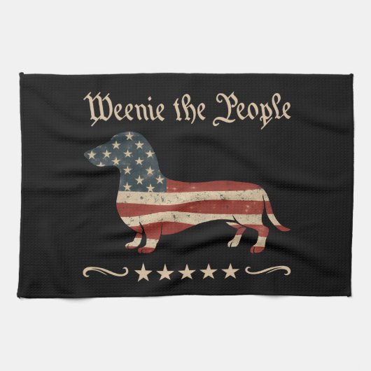 Würstchen Die Menschen Dackel 4. Juli Geschirrtuch (Horizontal)
