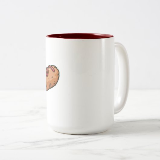 Würstchen durch das Krapfen-Loch Zweifarbige Tasse (VorderseiteRechts)