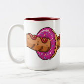 Würstchen durch das Krapfen-Loch Zweifarbige Tasse (Links)