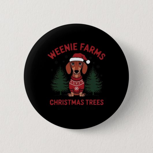 Würstchen Farms Dackel Weihnachtsbaumen Dackel Hun Button (Vorderseite)