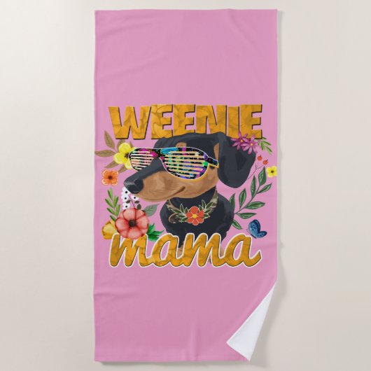 WÜRSTCHEN MAMA DACKEL BEACH TOWEL STRANDTUCH (Vorderseite)