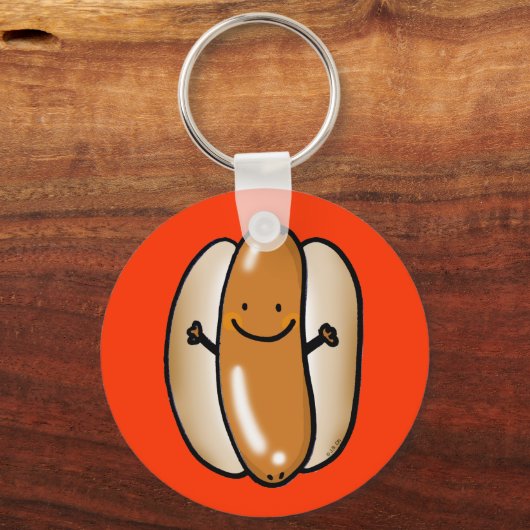 Würstchen mit Cartoon Schlüsselanhänger (Vorderseite)