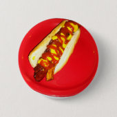Würstchen mit Ketschup und Senf Button (Vorderseite)
