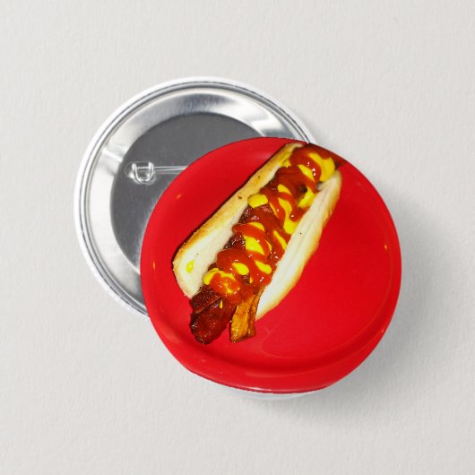 Würstchen mit Ketschup und Senf Button (Vorne & Hinten)