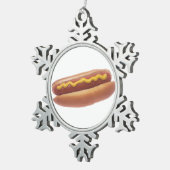 Würstchen mit Senf Schneeflocken Zinn-Ornament (Rechts)