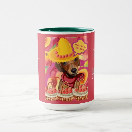 Würstchen Peach Bauer Kaffeepause Tasse (Zentrum)