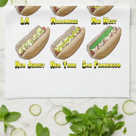 Würstchen über Amerika-Geschirrtuch Handtuch (Gefaltet)