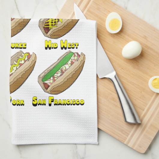Würstchen über Amerika-Geschirrtuch Handtuch (Viertel Falte)