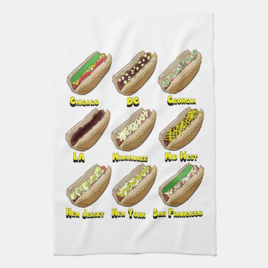 Würstchen über Amerika-Geschirrtuch Handtuch (Vertikal)