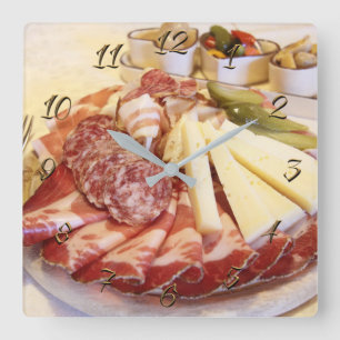 Wurstgeschäft Quadratische Wanduhr