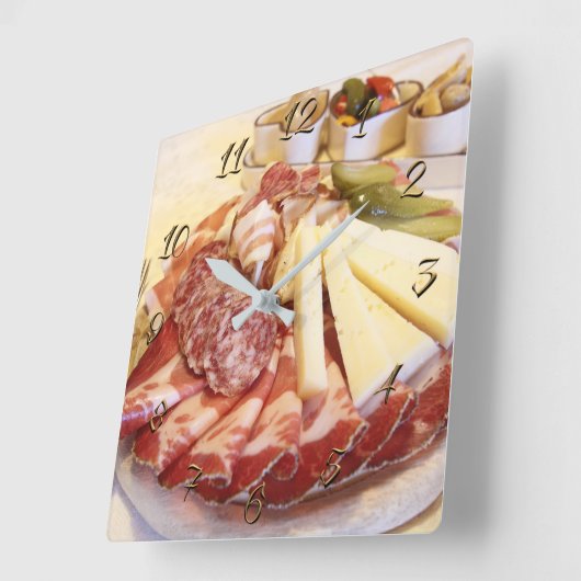 Wurstladen Quadratische Wanduhr (Winkel)