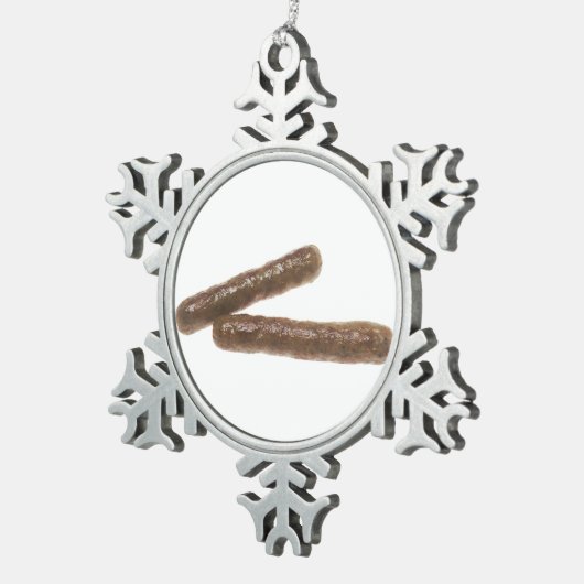 Wurstlinks Schneeflocken Zinn-Ornament (Rechts)