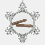 Wurstlinks Schneeflocken Zinn-Ornament (Vorderseite)