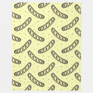 Wurstmuster auf Polka Dot Hintergrund Fleecedecke