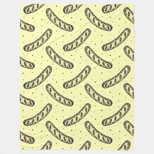 Wurstmuster auf Polka Dot Hintergrund Fleecedecke (Vorderseite)