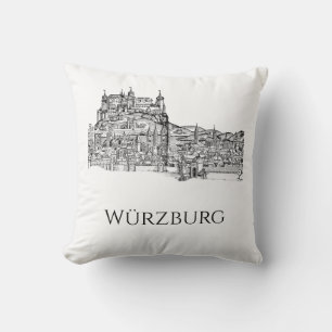 Würzburg Bayern Stadtansicht Minimalistische Linie Kissen