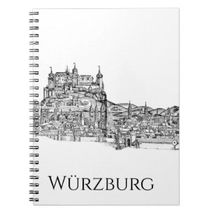Würzburg Bayern Stadtansicht Minimalistische Linie Notizblock