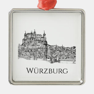 Würzburg Bayern Stadtansicht Minimalistische Linie Ornament Aus Metall