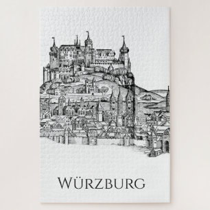 Würzburg Bayern Stadtansicht Minimalistische Linie Puzzle