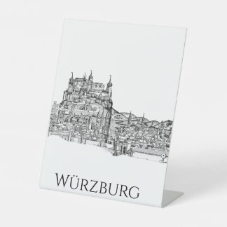Würzburg Bayern Stadtansicht Minimalistische Linie Sockelschild