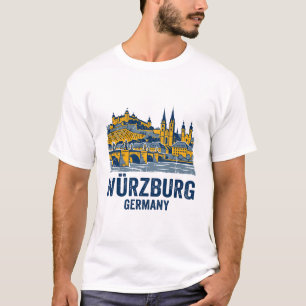 Würzburg Skyline Alte Mainbrücke Deutschland T-Shirt