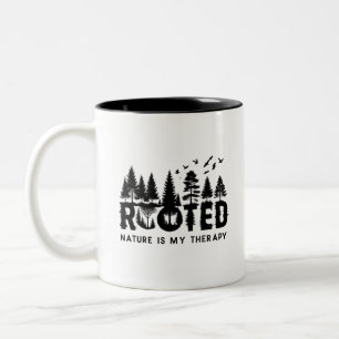 Wurzel - Natur ist meine Therapie Bäume Silhouette Zweifarbige Tasse