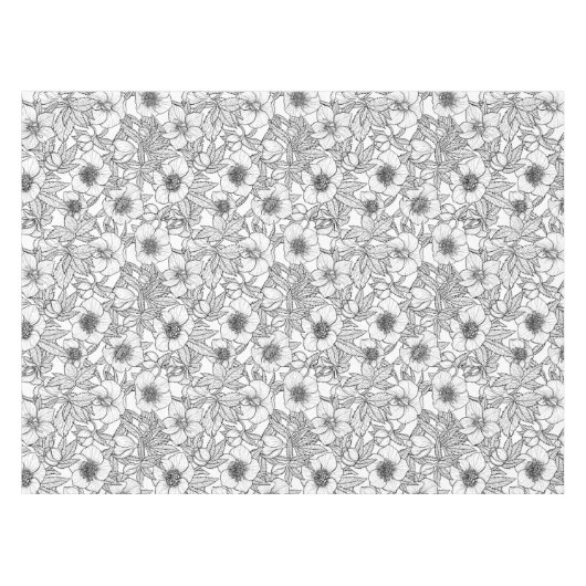 Wurzelbohrungen in Schwarzweiß Tischdecke (Vorderseite (Horizontal))