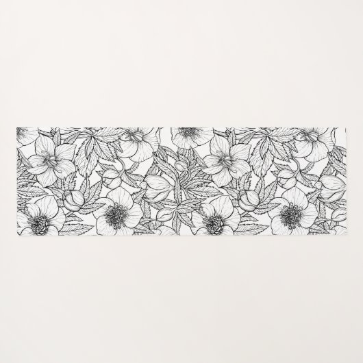 Wurzelbohrungen in Schwarzweiß Yogamatte (Rückseite (Horizontal))