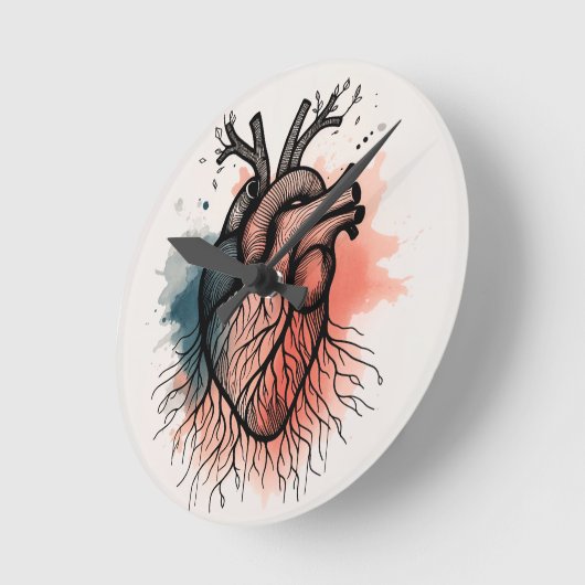 Wurzelherz - Minimale Zeit mit Bedeutung Runde Wanduhr (Winkel)