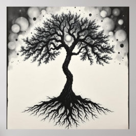 Wurzeln der Stille: Baum des Lebens Kohle Zen Kuns Poster