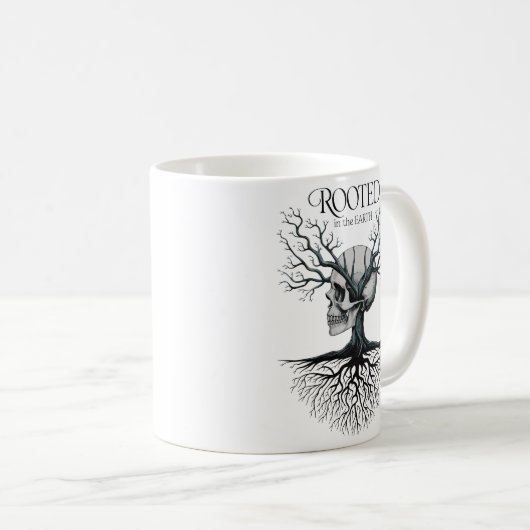 Wurzeln im Schädelbaum der Erde Kaffeetasse (VorderseiteRechts)