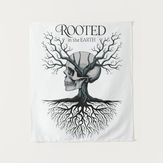 Wurzeln im Schädelbaum der Erde Wandteppich (Vorderseite)