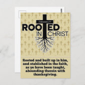 Wurzeln in Christus Kolossisten 2:7 Bibelverse Postkarte (Vorne/Hinten)