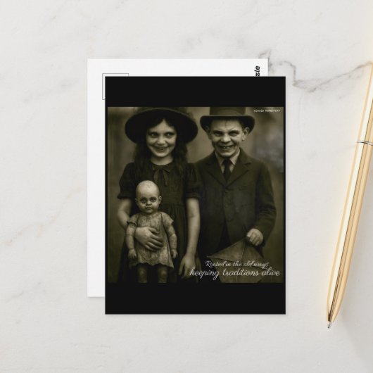 Wurzeln in den alten behaltend Traditionen lebendi Postkarte (Vorderseite/Rückseite Beispiel)