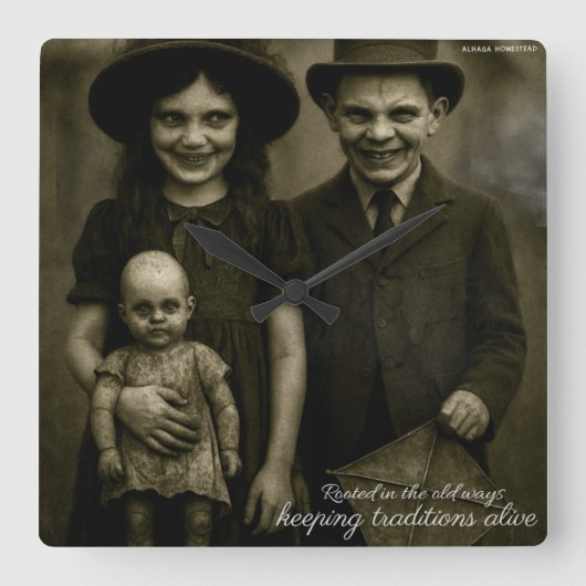 Wurzeln in den alten behaltend Traditionen lebendi Quadratische Wanduhr (Vorderseite)