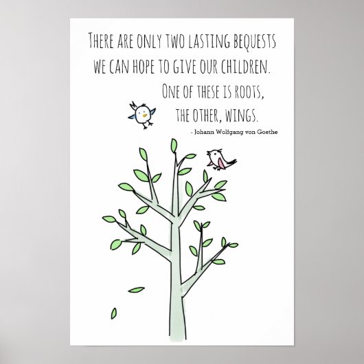 Wurzeln und Wings Inspirierend Elternquote Poster (Vorne)
