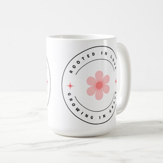 Wurzelt mit Liebe wächst mit Grace - Inspirational Kaffeetasse (VorderseiteRechts)