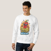 Würzige Pfeffer-Tee – Cartoon-Design „Mit Chili“ Sweatshirt (Vorne ganz)