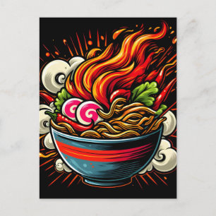 Würzige Ramen Japanische Nudel-Straßenkunst Ankündigungspostkarte