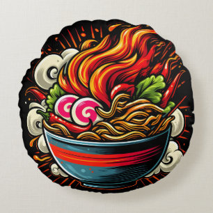 Würzige Ramen japanische Nudel-Straßenkunst Rundes Kissen