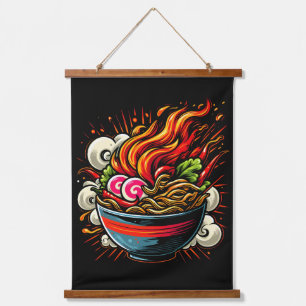 Würzige Ramen japanische Nudel-Straßenkunst Wandteppich Mit Holzrahmen