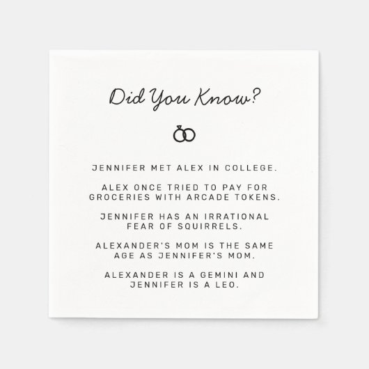 Wussten Sie die Verlobung? Serviette (Vorderseite)