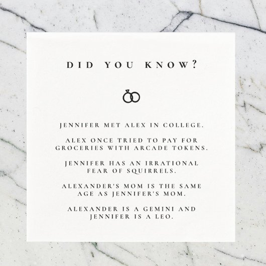 Wussten Sie die Verlobung? Serviette