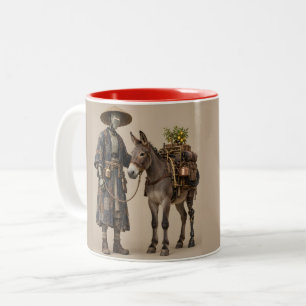 Wüste, abgestürztes Raumschiff, Dünen, Kamele, Kar Zweifarbige Tasse