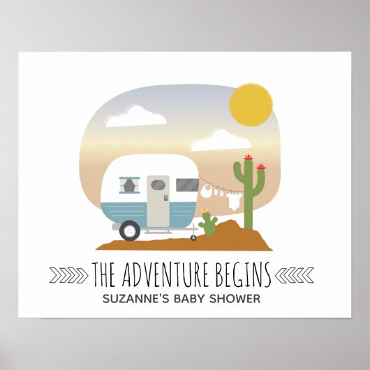 Wüste Adventure Camper Boy Baby Shower Poster (Vorne)