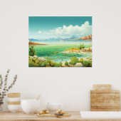 Wüste am Strand Kakteen Painting Poster (Küche)