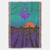 Wüste Arizona am Abend mit Lila Dream Catcher Decke (Vorderseite Vertikal)