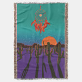 Wüste Arizona am Abend mit Orange Dream Catcher Decke (Vorderseite Vertikal)