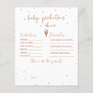 Wüste Baby Shower Baby Vorhersagen + Advice Card